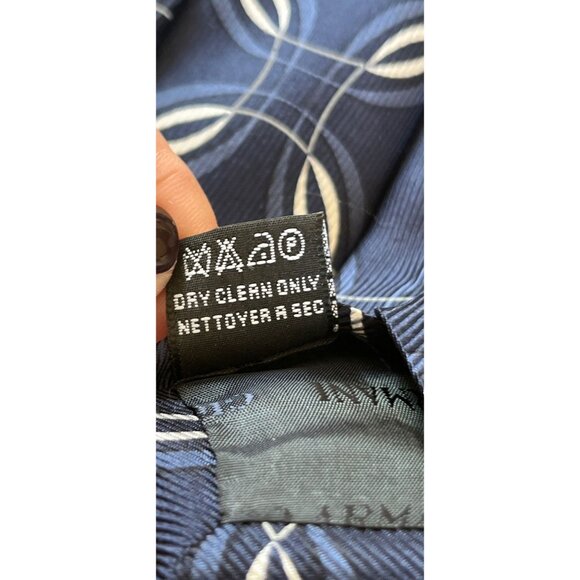 Vintage 1980's Giorgio Armani Men's 100% Silk Tie Jacquard Blue White Abstract T - Picture 6 of 9